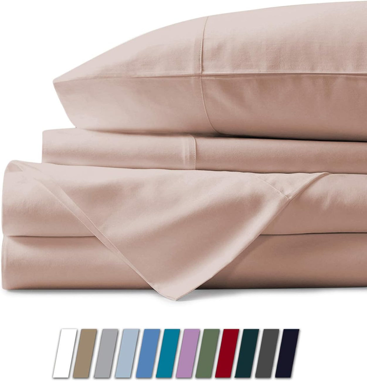 100% Egyptian Cotton California King Sheet Set, Stone Grey, Deep Pocket W10635