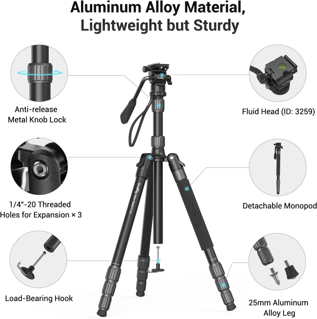 Aluminum Video Tripod Monopod with Fluid Head B959