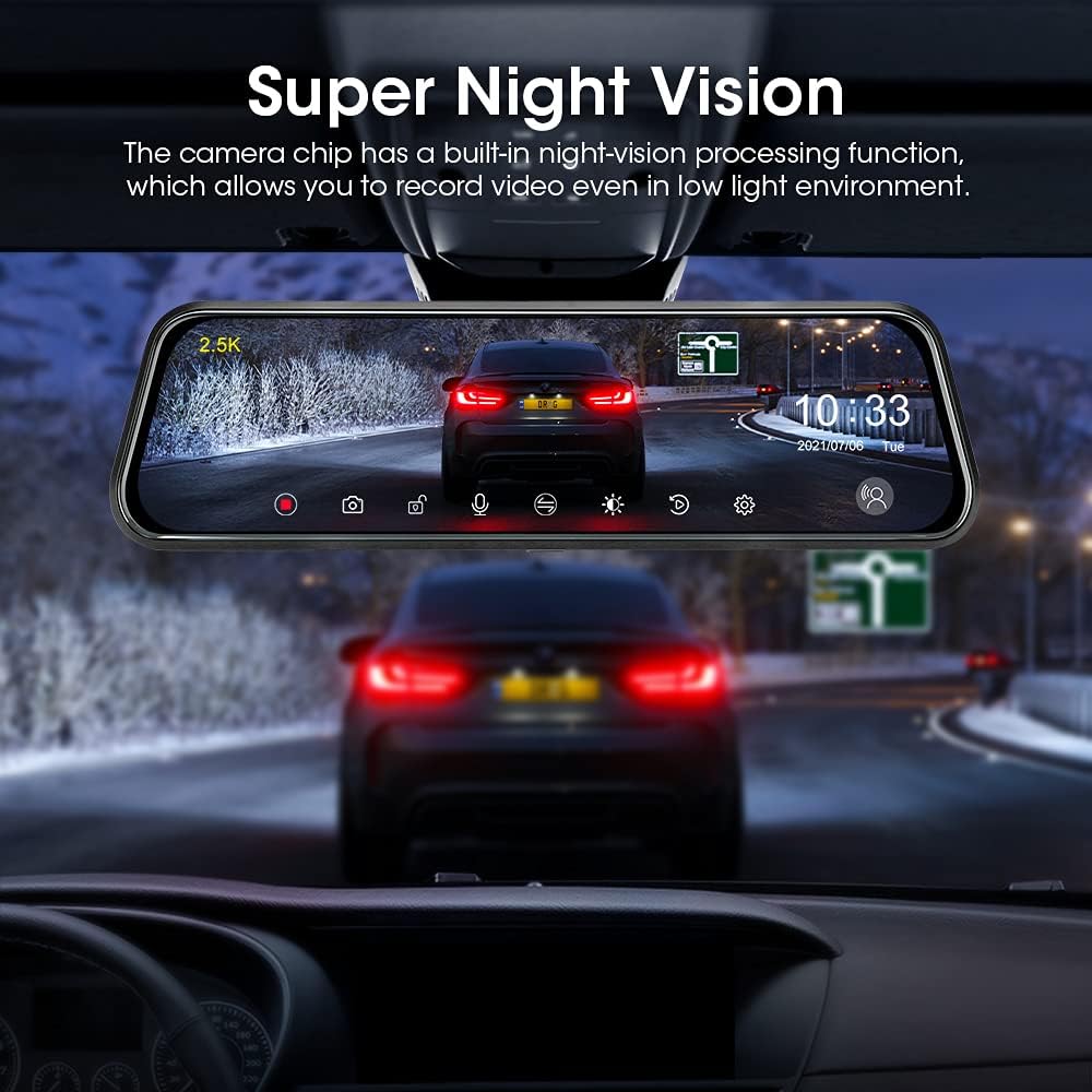 10'' Rearview Mirror Dash Cam with Front and Rear Dual Full HD Y84837