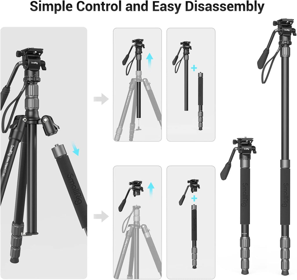 Aluminum Video Tripod Monopod with Fluid Head B959