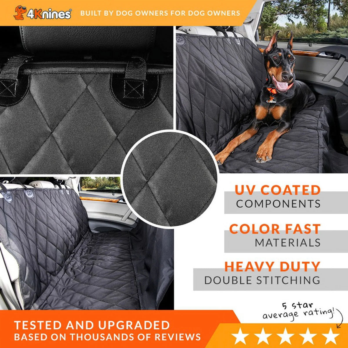 Grey X-Large Dog Seat Cover with Hammock F256
