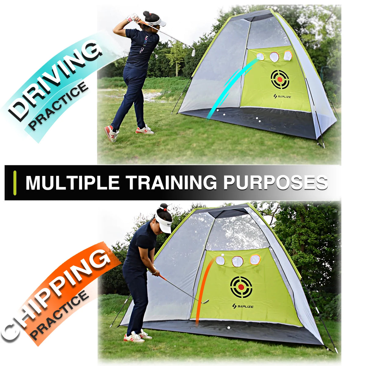 10 x 7 ft Golf Practice Net with Mat, Tees and Balls Q92596