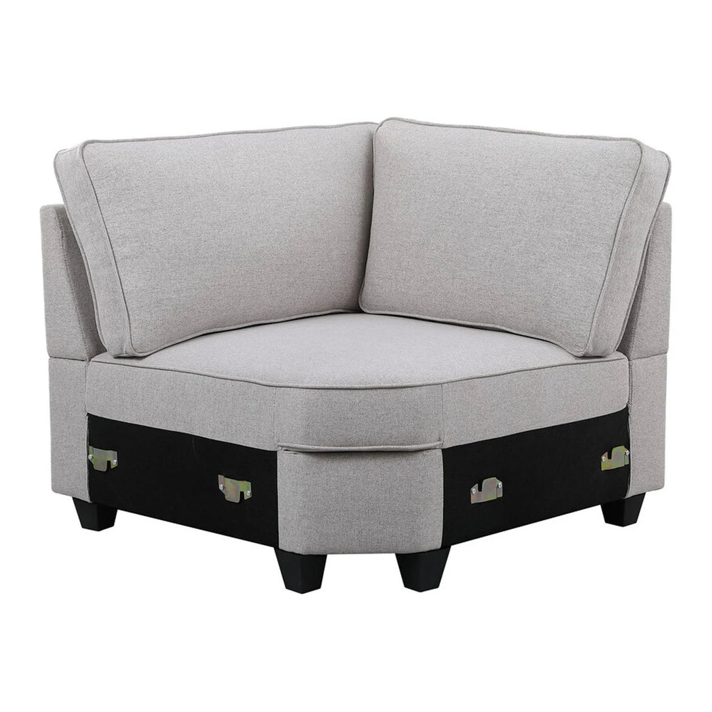 Dark Gray Linen 7Pc Modular Sectional Sofa Chaise and Ottoman H76112