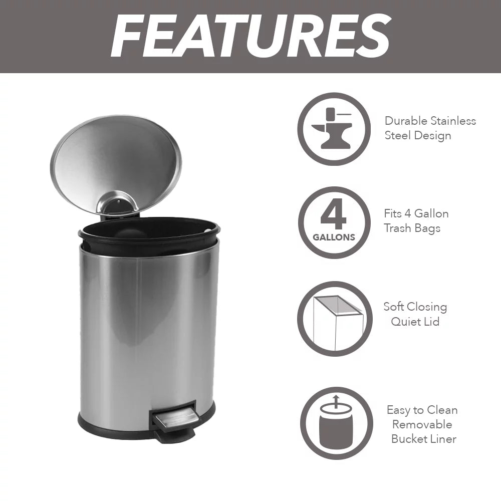 1.3 Gallon Stainless Steel Trash Can Y6095