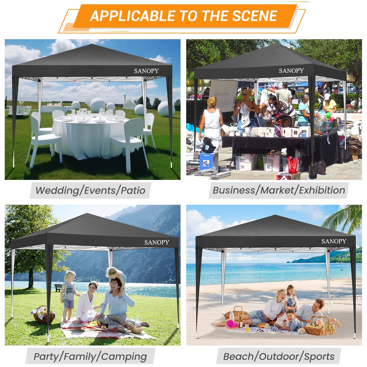 10'x10' Pop Up Canopy Tent with Carrying Bag, White P961