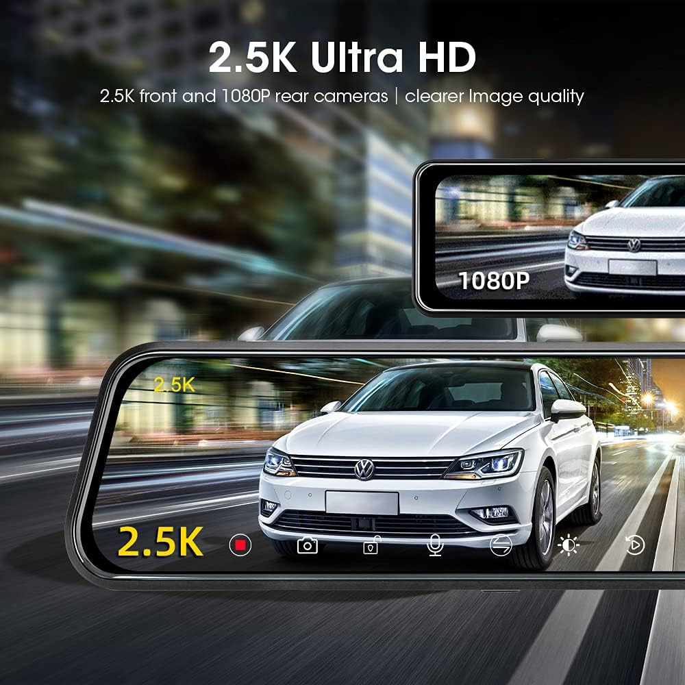 10'' Rearview Mirror Dash Cam with Front and Rear Dual Full HD Y84837