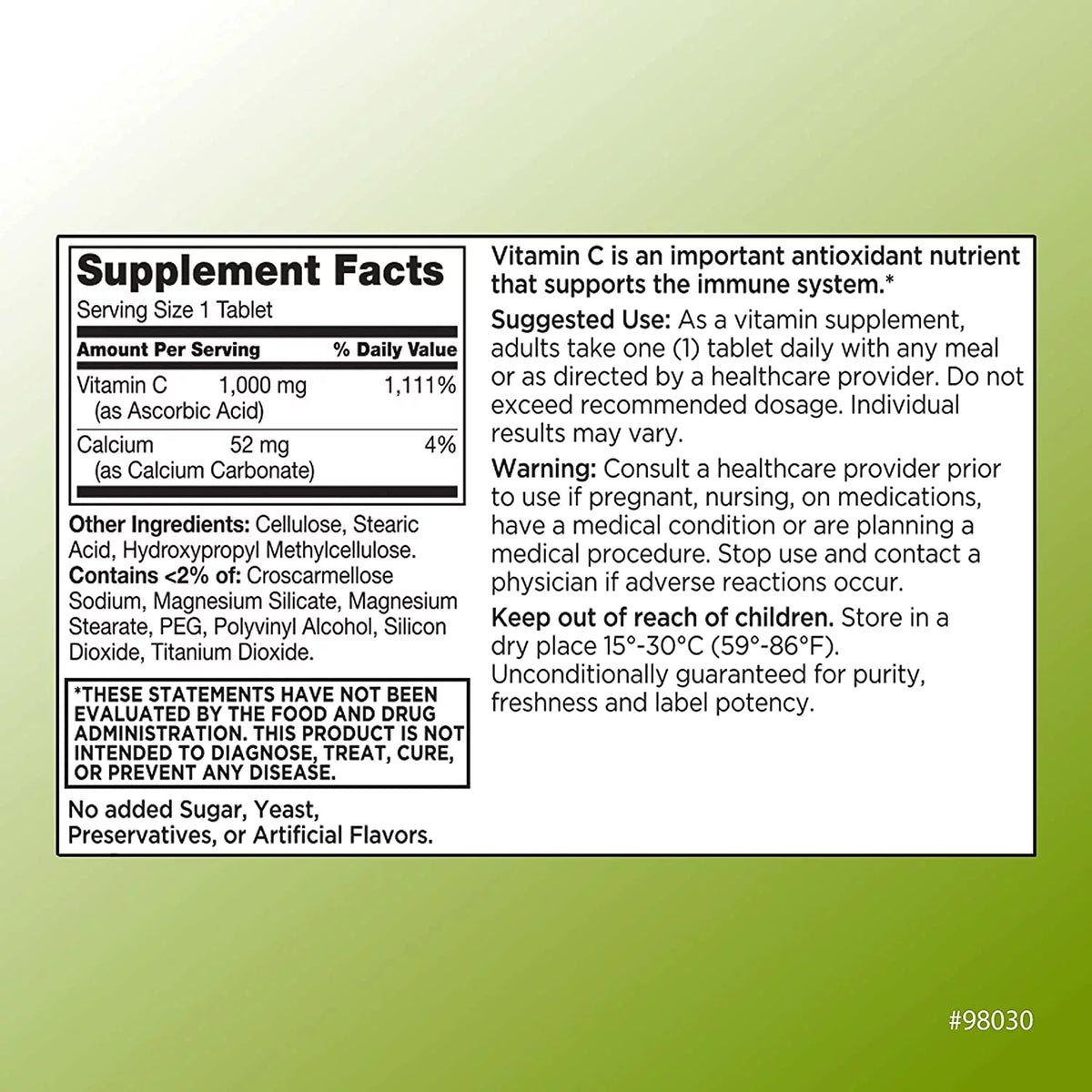 100 Count Vitamin C Tablets M8062