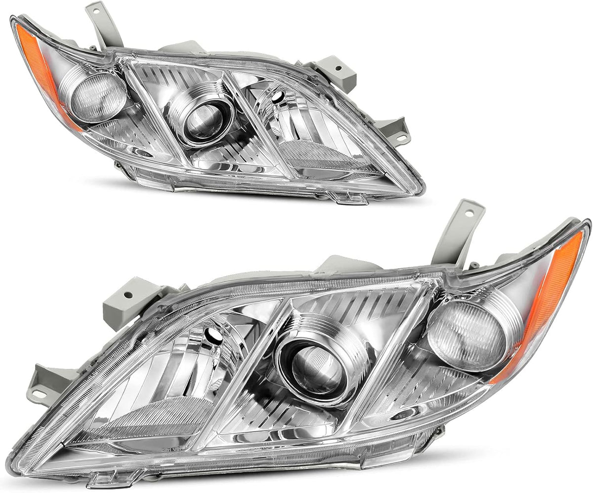 Chrome Housing Amber Reflector Clear Lens Headlight Assembly H6618