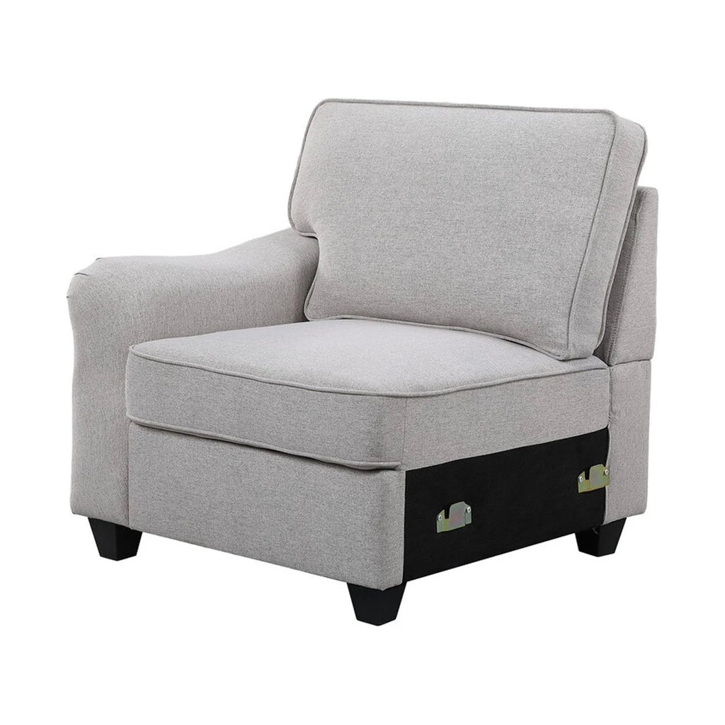 Dark Gray Linen 7Pc Modular Sectional Sofa Chaise and Ottoman H76112