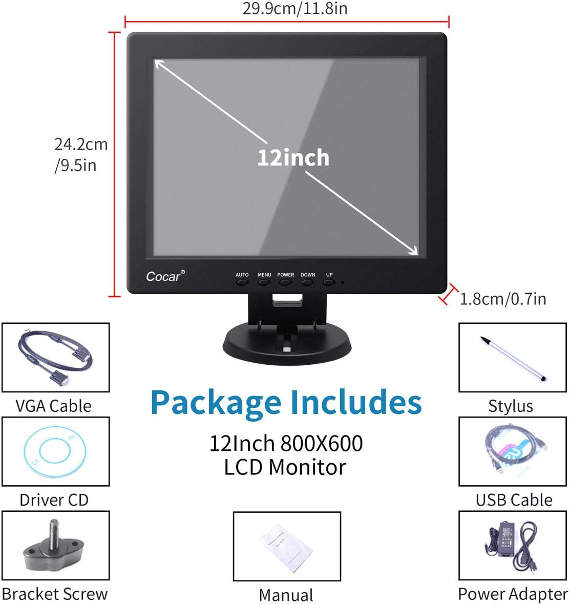 12 Inch LCD Touch Screen Monitor C10008