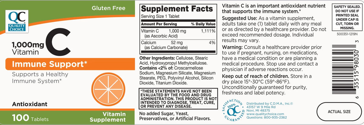 100 Count Vitamin C Tablets M8062