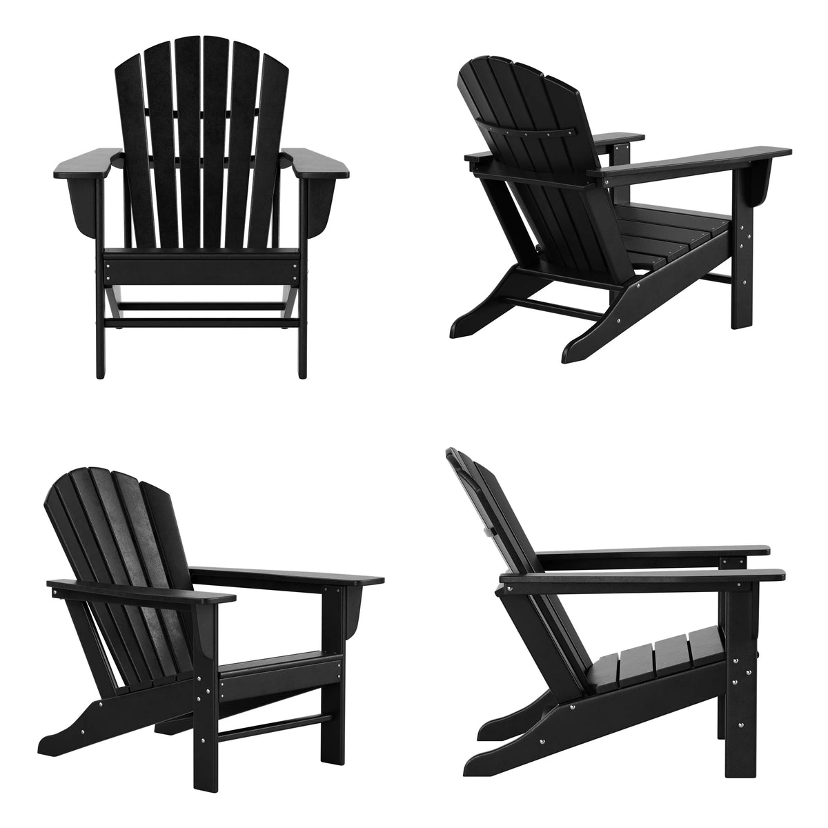 Black All Weather Resistant Poly Lumber Adirondack Chair P114529