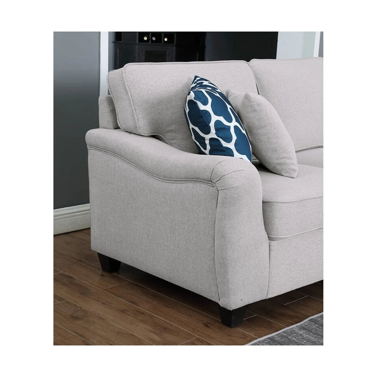 Dark Gray Linen 7Pc Modular Sectional Sofa Chaise and Ottoman H76112