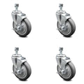 5 inch Thermoplastic Rubber Swivel Threaded Stem Caster Set with Brake T460512