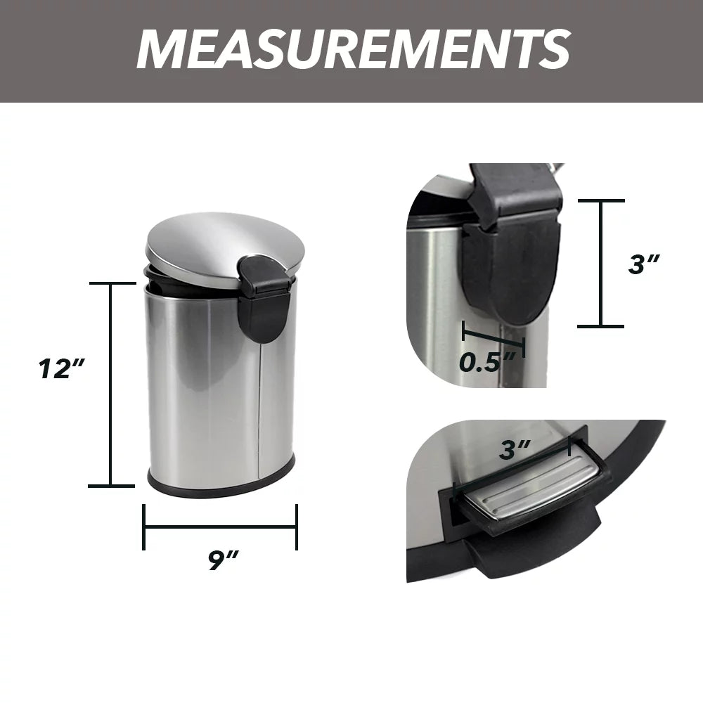 1.3 Gallon Stainless Steel Trash Can Y6095