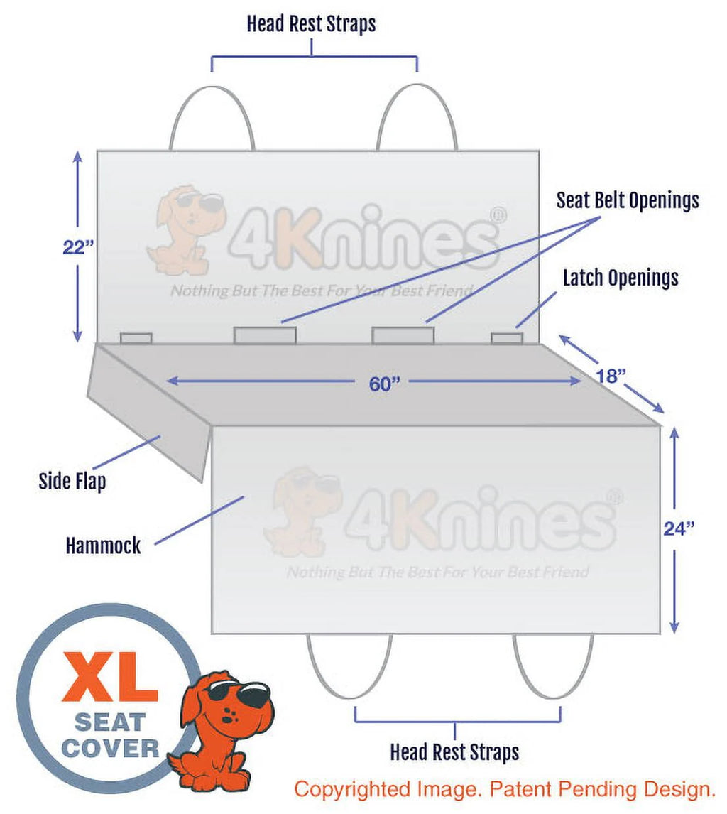 Grey X-Large Dog Seat Cover with Hammock F256