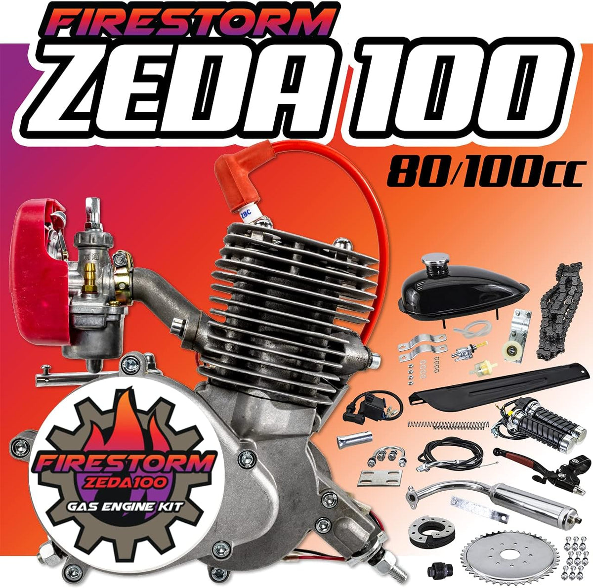 100 Complete 80cc/100cc Bicycle Engine Kit 36 Tooth A2312