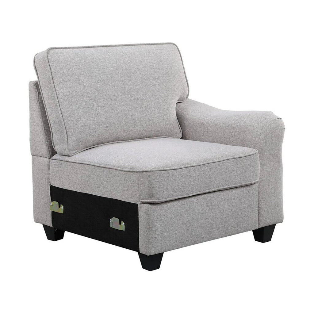 Dark Gray Linen 7Pc Modular Sectional Sofa Chaise and Ottoman H76112