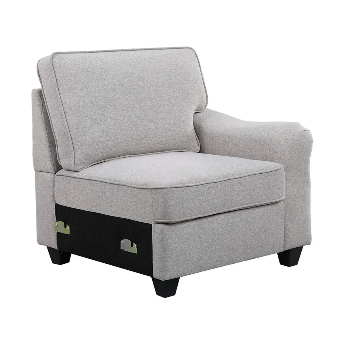 Dark Gray Linen 7Pc Modular Sectional Sofa Chaise and Ottoman H76112